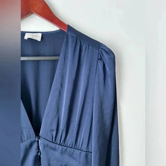 Aritzia Wilfred beautiful  satin blue dress - Picture 3 of 15